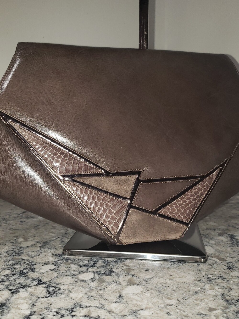 Bally Italy Vintage 1980s Structured Leather Shoulder Bag Clutch - Picture 6 of 12